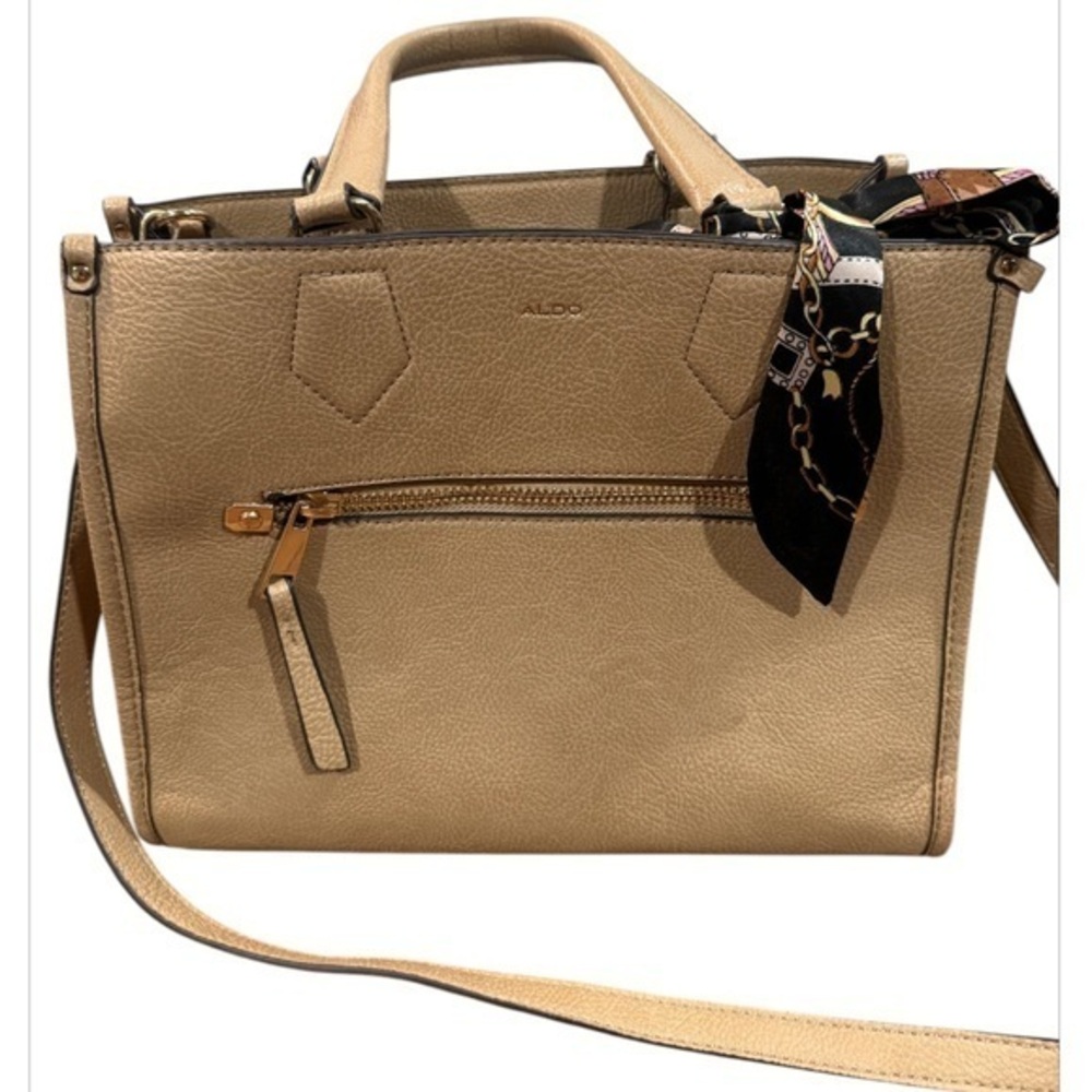 ALDO woman's tan satchel with scarf purse
